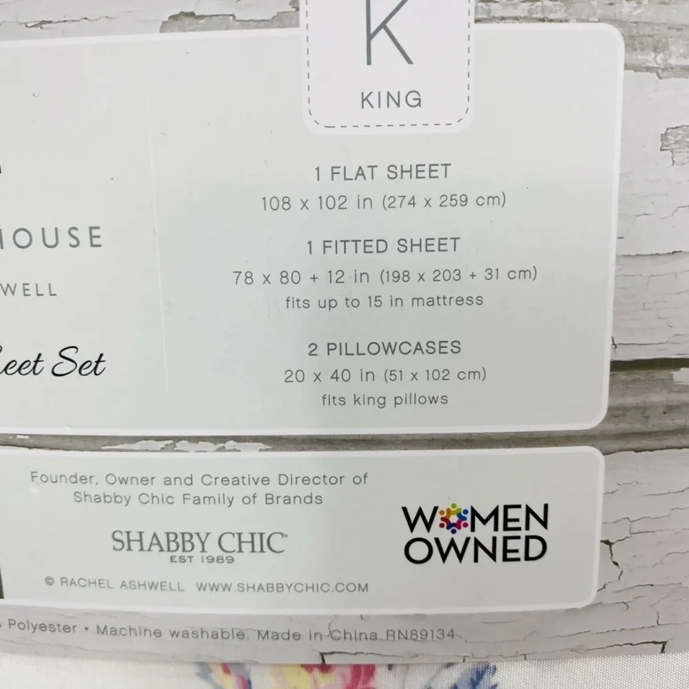 Rachel Ashwell‎ king size blue floral sheet set